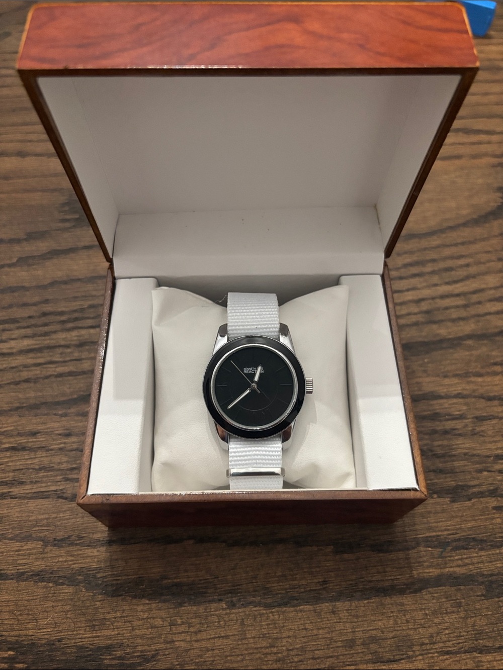 Kenneth Cole Reaction Black Dial Watch with White Nato Strap